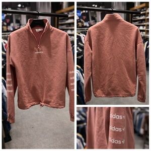 Adidas Originals Pink Quarter Zip Pullover XS | Trefoil Sweatshirt